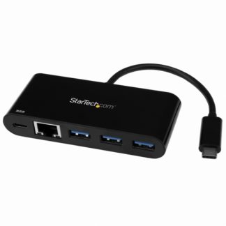 HB30C3AGEPD<BR>USB Type-C接続3ポート増設USB 3.0ハブ RJ-45ギガビットイーサネット対応 USB給電(Power Delivery)対応 USB-C - 3x USB-A / 1x GbE<BR>スターテック・ドットコム㈱