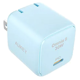 PA-B1L-BL<BR>USB充電器 Omnia II 30W PD対応 折りたたみ式 [USB-C 1ポート] ブルー<BR>ＡＵＫＥＹ